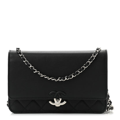 Chanel Grained Calfskin Quilted Urban Champion Wallet On Chain WOC Black 1 of 12