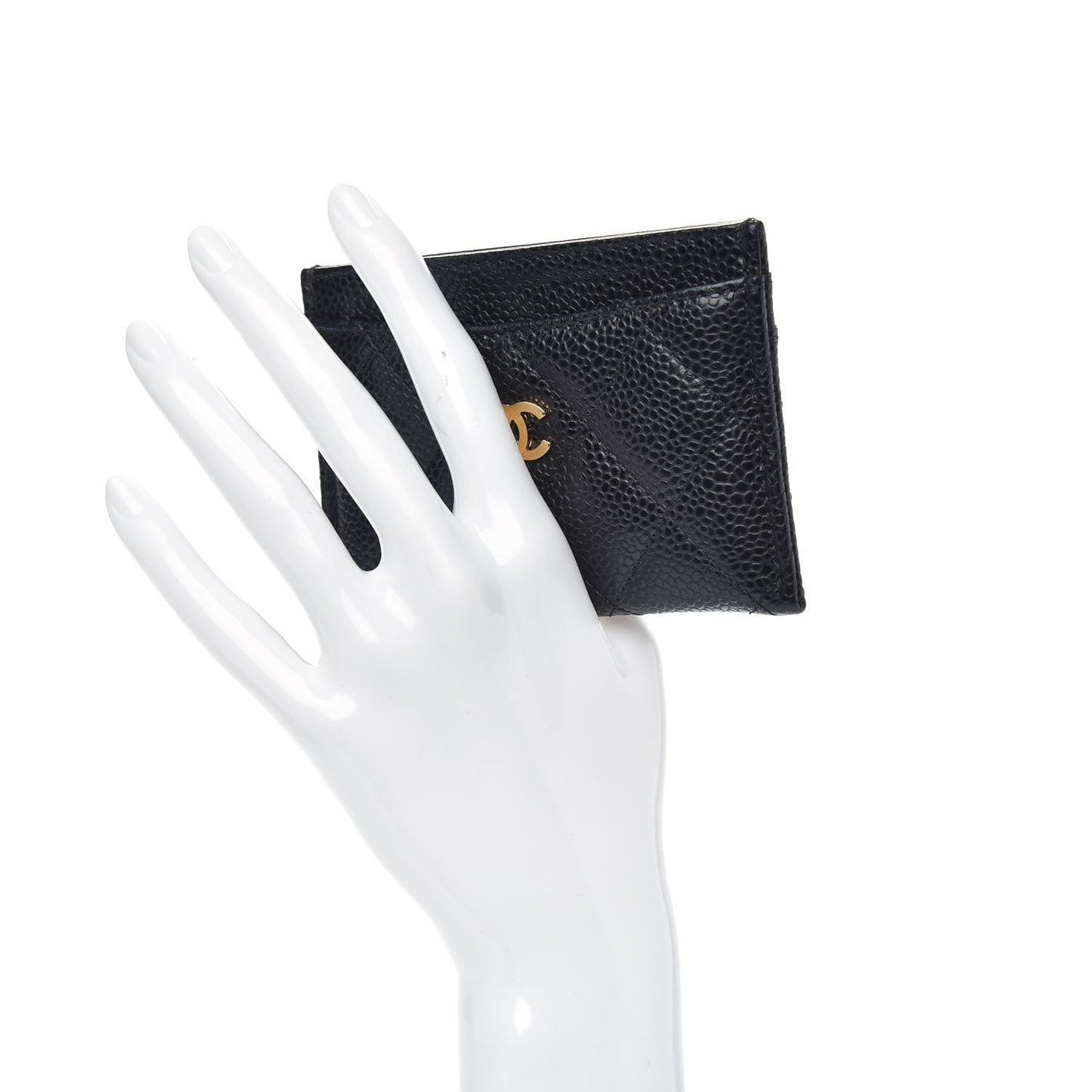 Caviar Quilted Card Holder Black