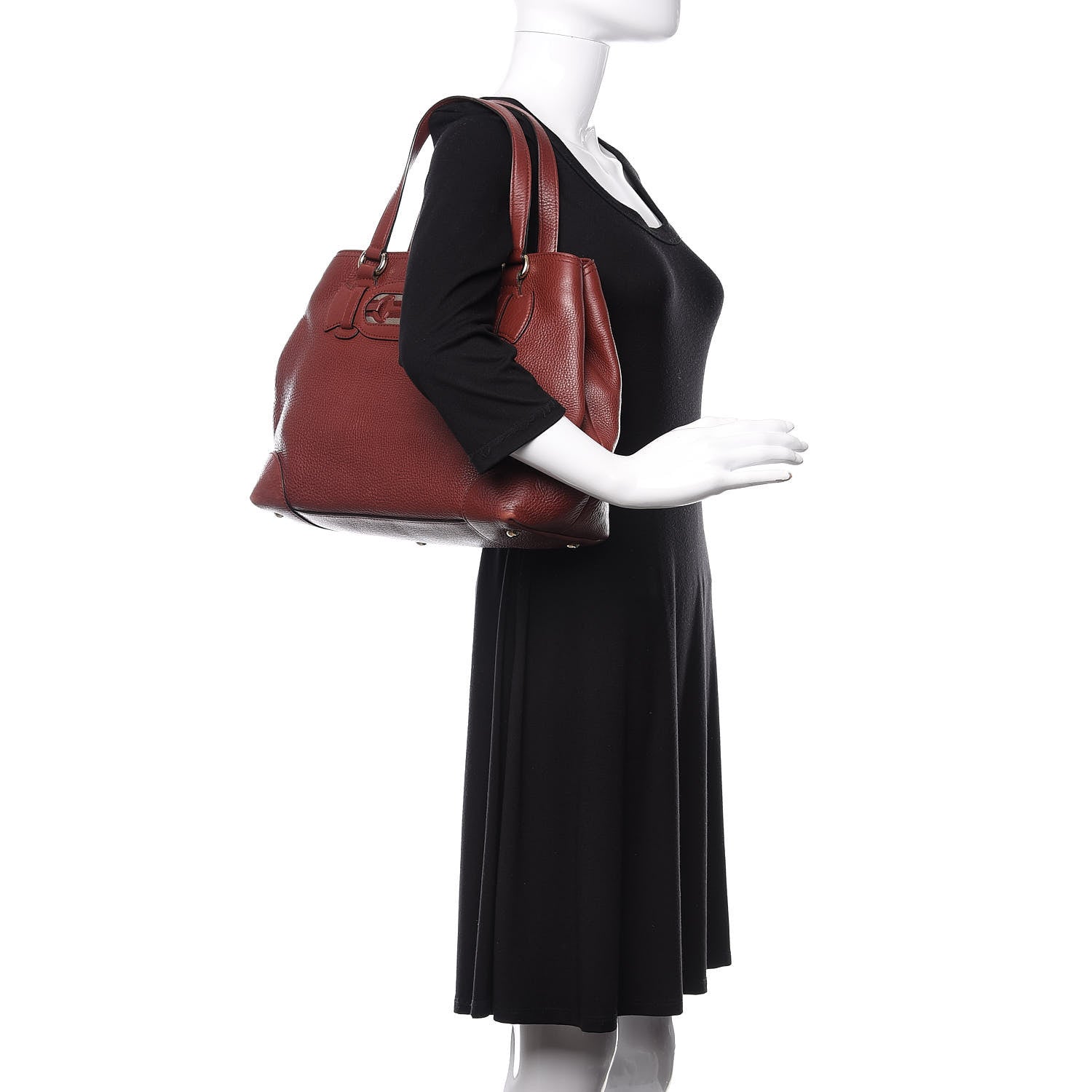 Gucci Calfskin Web Medium Dressage Tote Burgundy 2 of 11