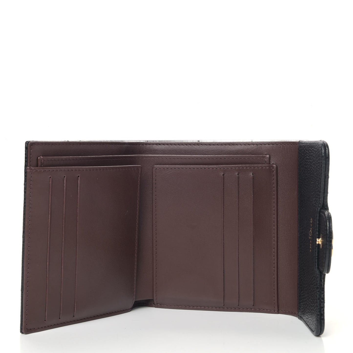 Caviar Quilted Compact Flap Wallet Black