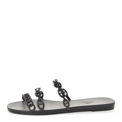 Hermes Rubber Chaine d'Ancre Rivage Sandals 39 Black 1 of 7