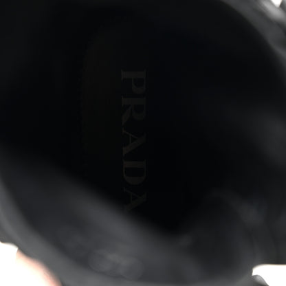 Prada Spazzolato Rois Nylon Metal Triangle Logo Monolith Pouch Pocket 55mm Boots 38 Black 8 of 9