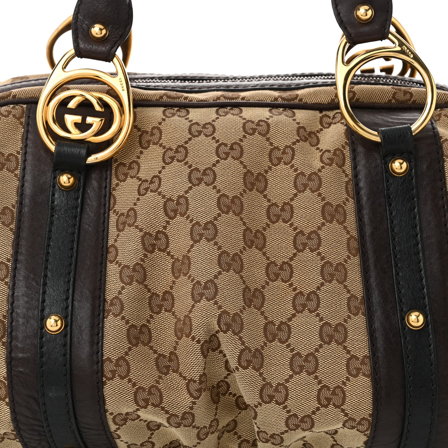 Monogram Medium Interlocking Icon Tote Dark Brown