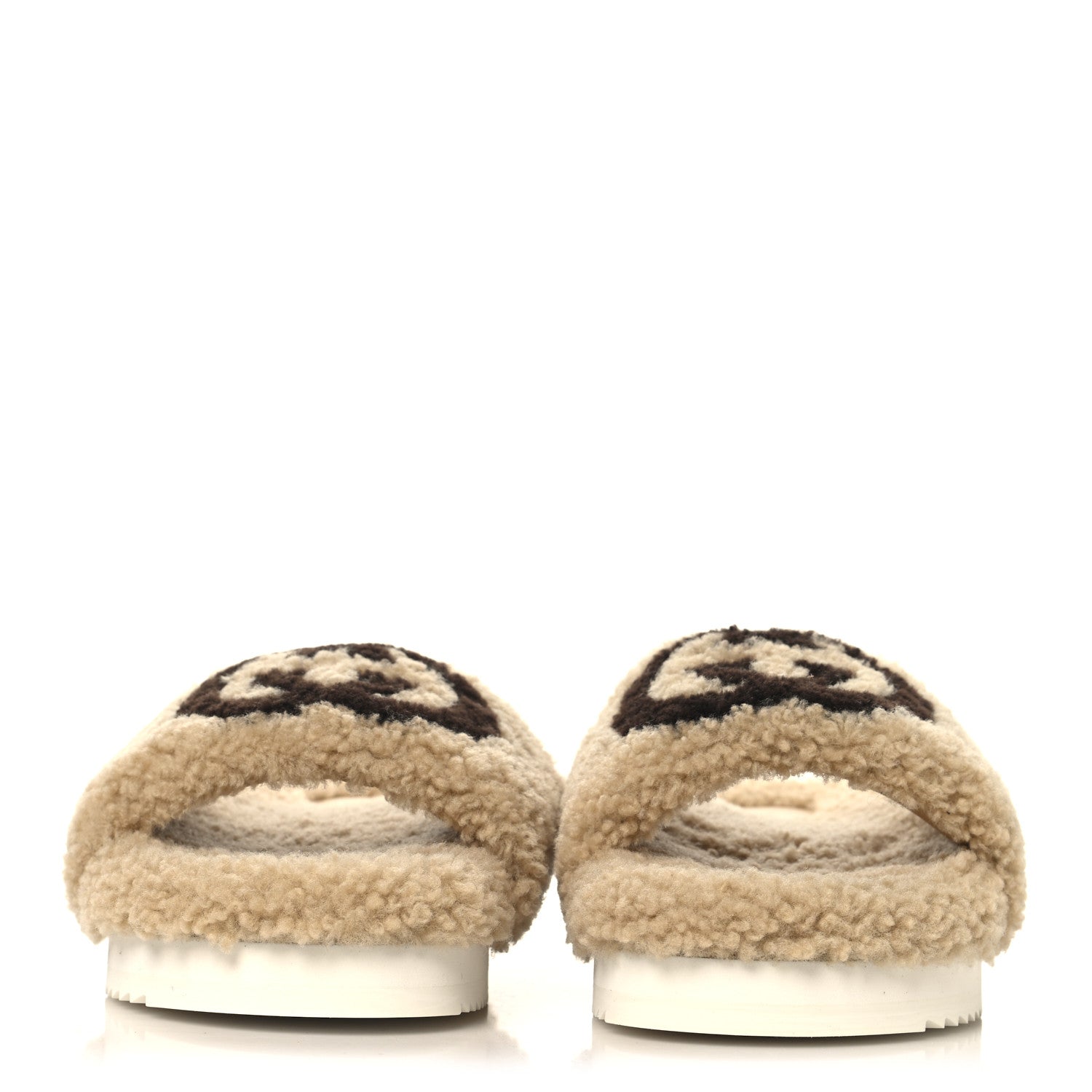 Gucci Shearling Womens Eileen Slide Sandals 38 Cocoa Butterscotch 3 of 10