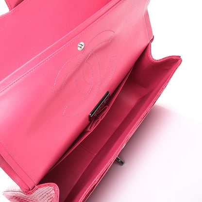 Chanel Python Jumbo Double Flap Dark Pink 5 of 9