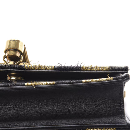 Saint Laurent Sequin Striped Classic Monogram Kate Tassel Chain Wallet Black Gold 12 of 13