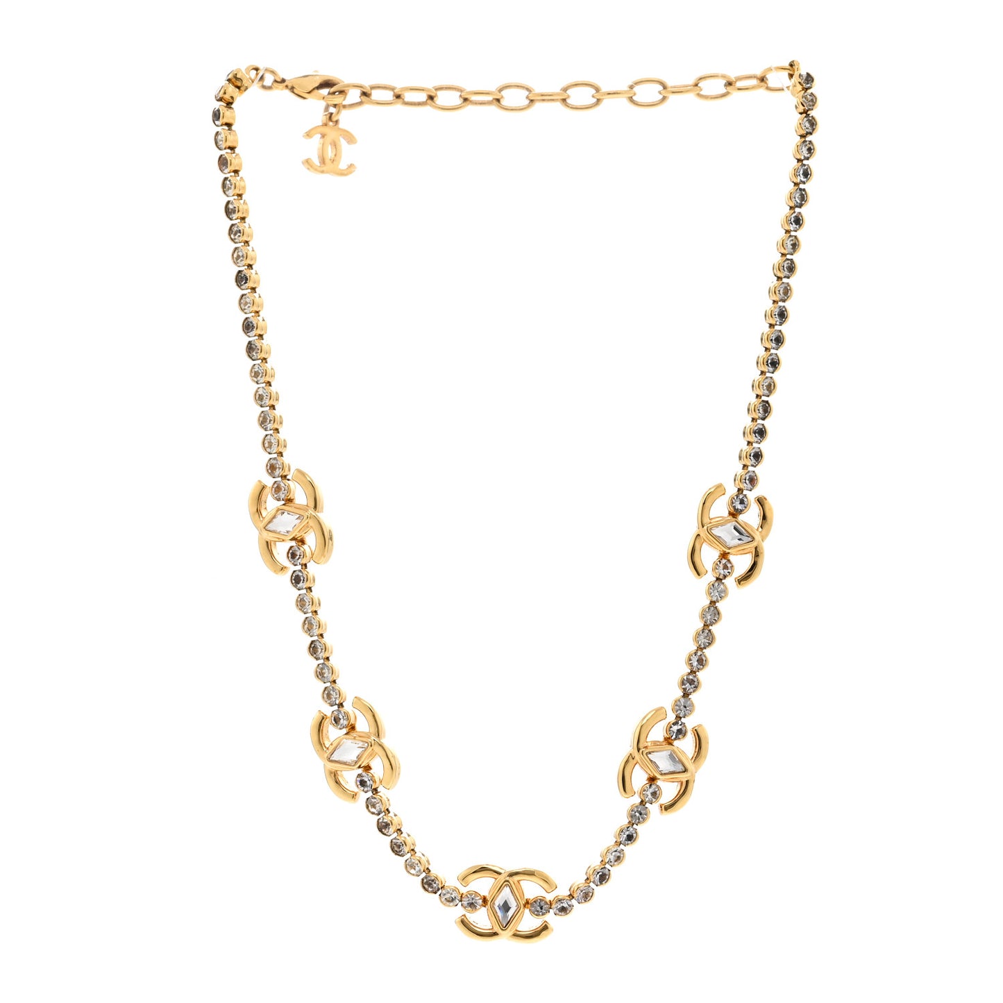 Metal Crystal CC Marquise Choker Gold