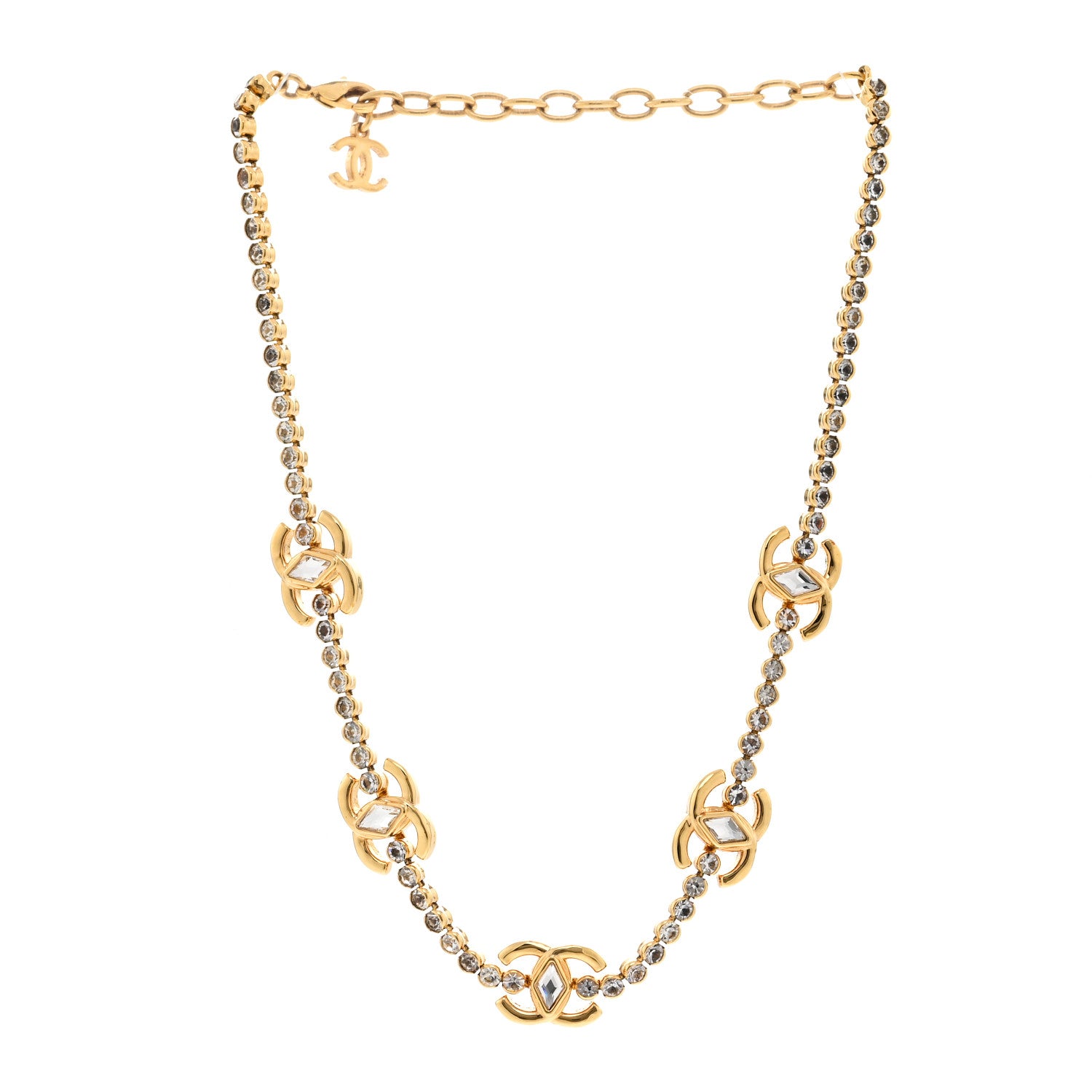Chanel Metal Crystal CC Marquise Choker Gold 3 of 6