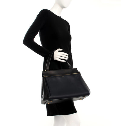 Celine Smooth Calfskin Medium Bi-Color Edge Shoulder Bag Black Navy 2 of 8