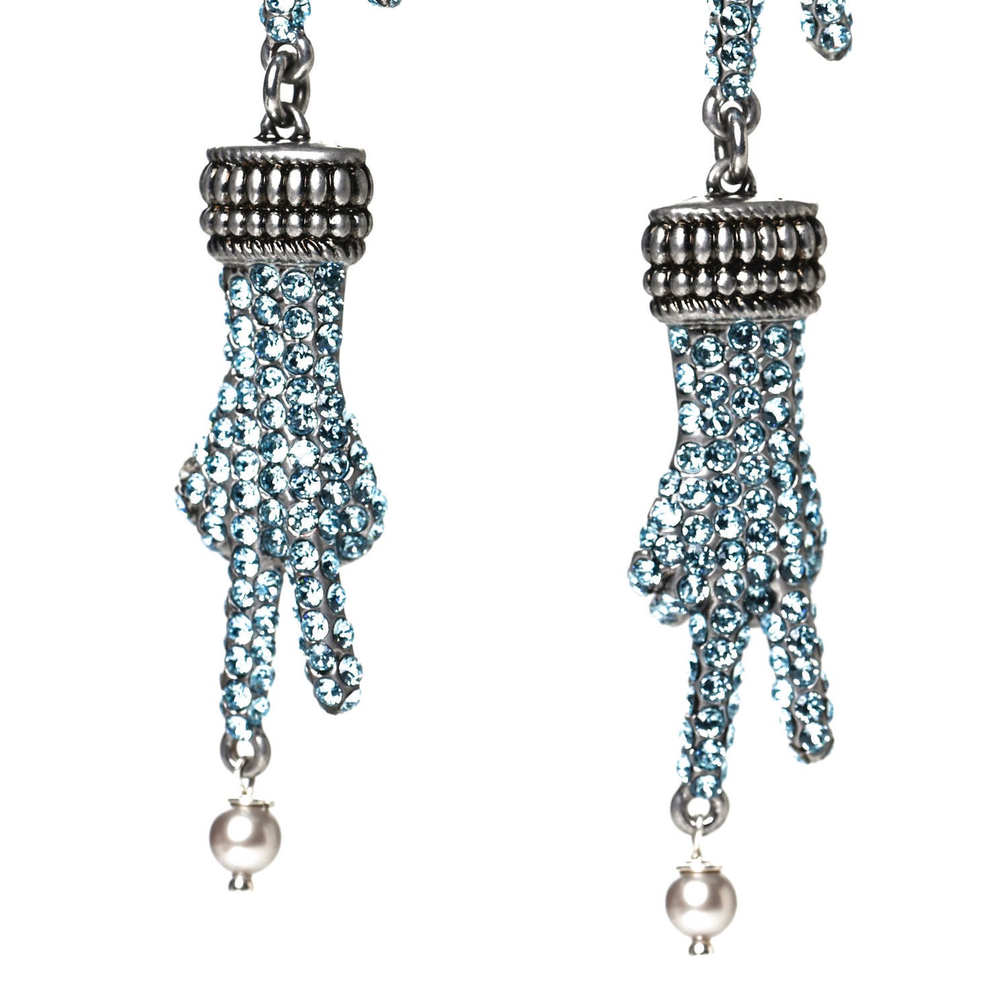 Swarovski Crystal Hand Motif Clip On Drop Earrings Metallic