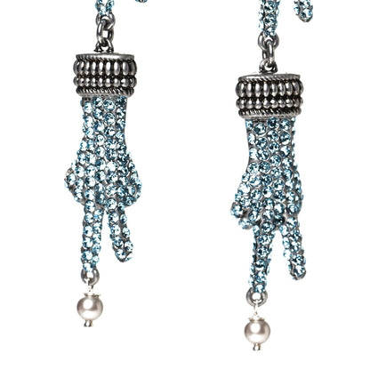 Gucci Swarovski Crystal Hand Motif Clip On Drop Earrings Metallic 3 of 5