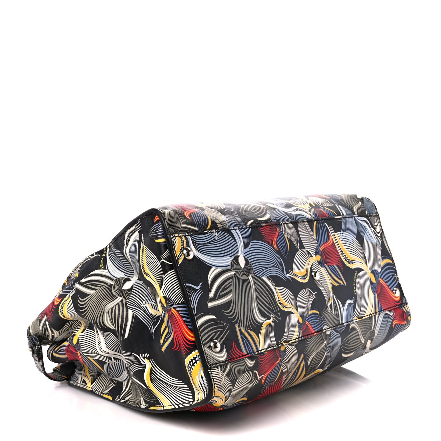Calfskin Orchid Large Peekaboo Iconic Satchel Black Multicolor