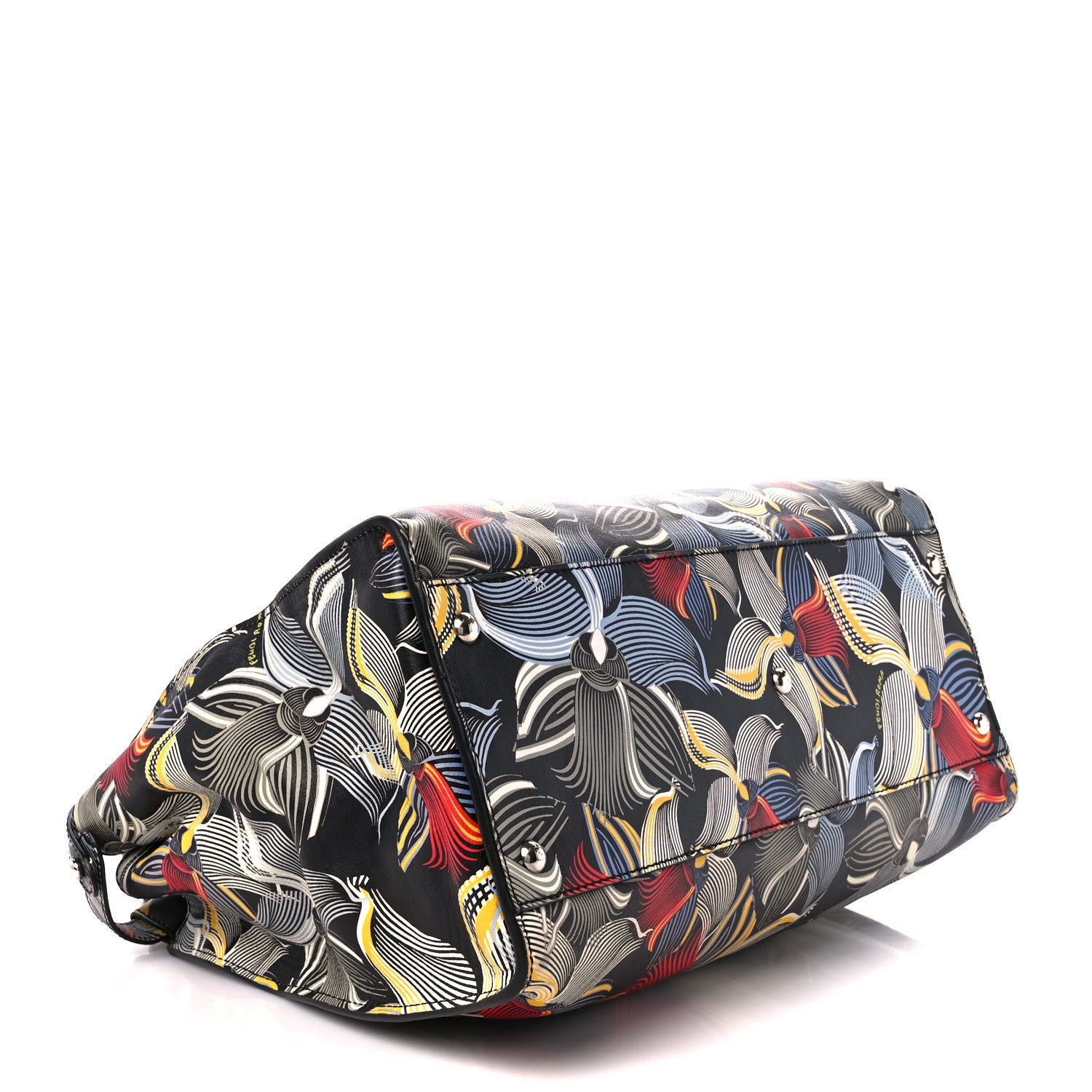 Fendi Calfskin Orchid Large Peekaboo Iconic Satchel Black Multicolor 4 of 10