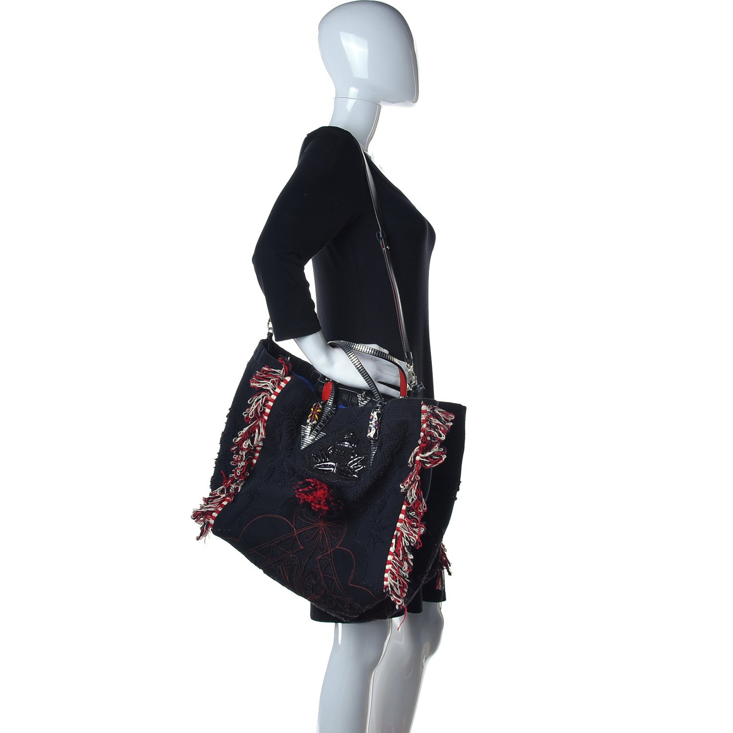 Christian Louboutin Cotton Embroidered Portugaba Black 2 of 15