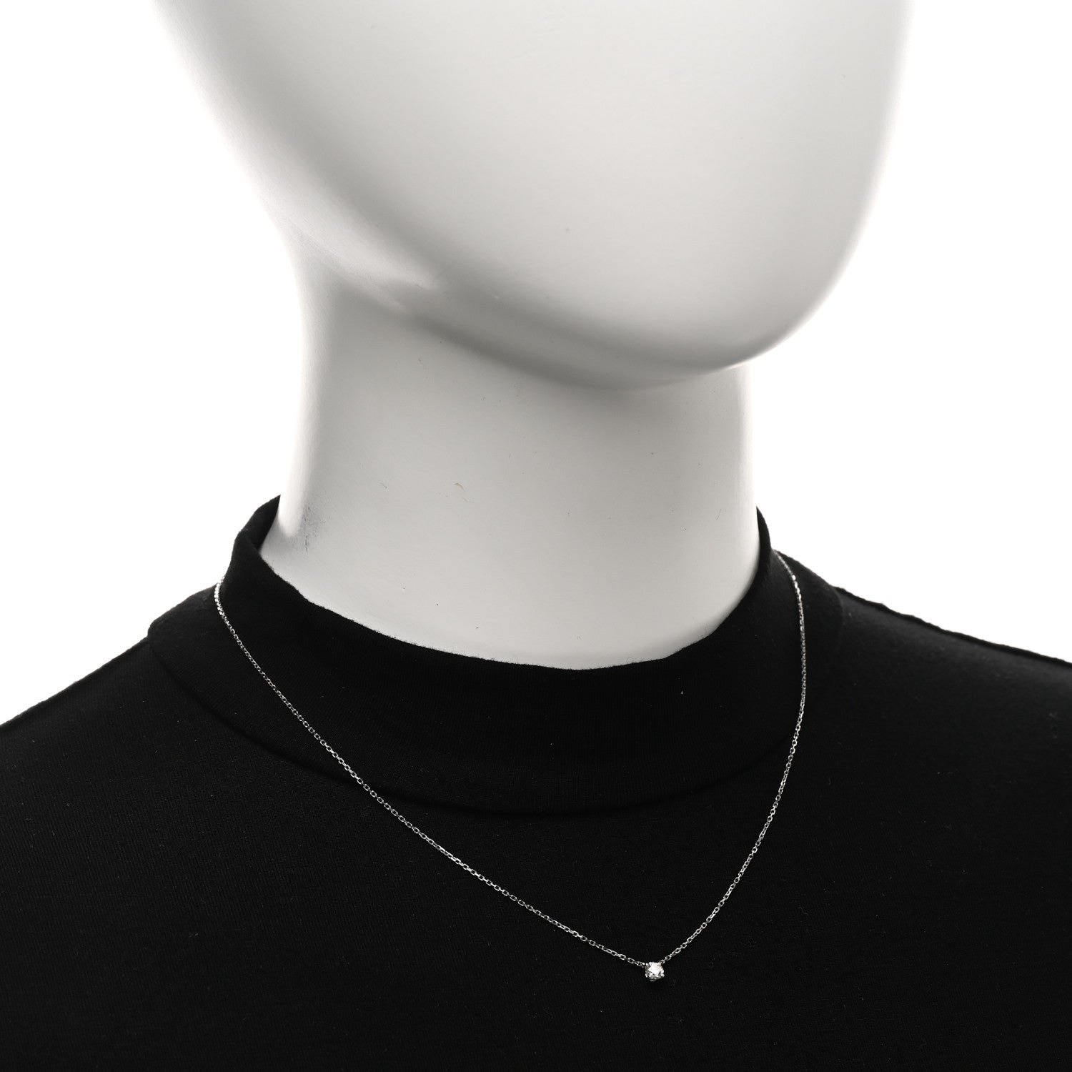 Cartier 18K White Gold Diamond .19ct 1895 Solitaire Pendant Necklace 2 of 5