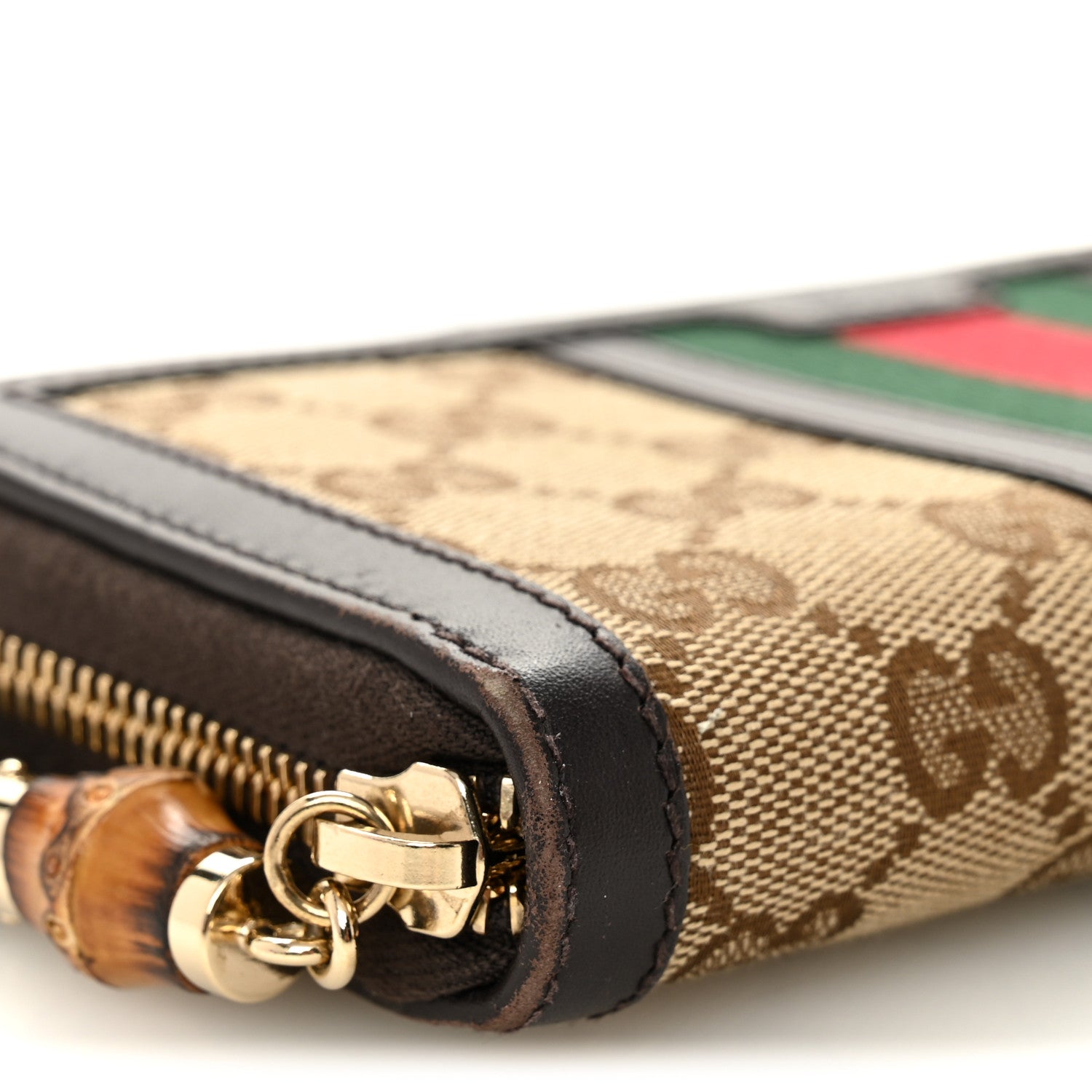 Gucci Monogram Web Rania Zip Around Wallet Beige Ebony Coco 7 of 9