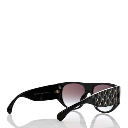 Chanel Acetate Quilted CC Pilot Sunglasses 71465 Black 4 of 8