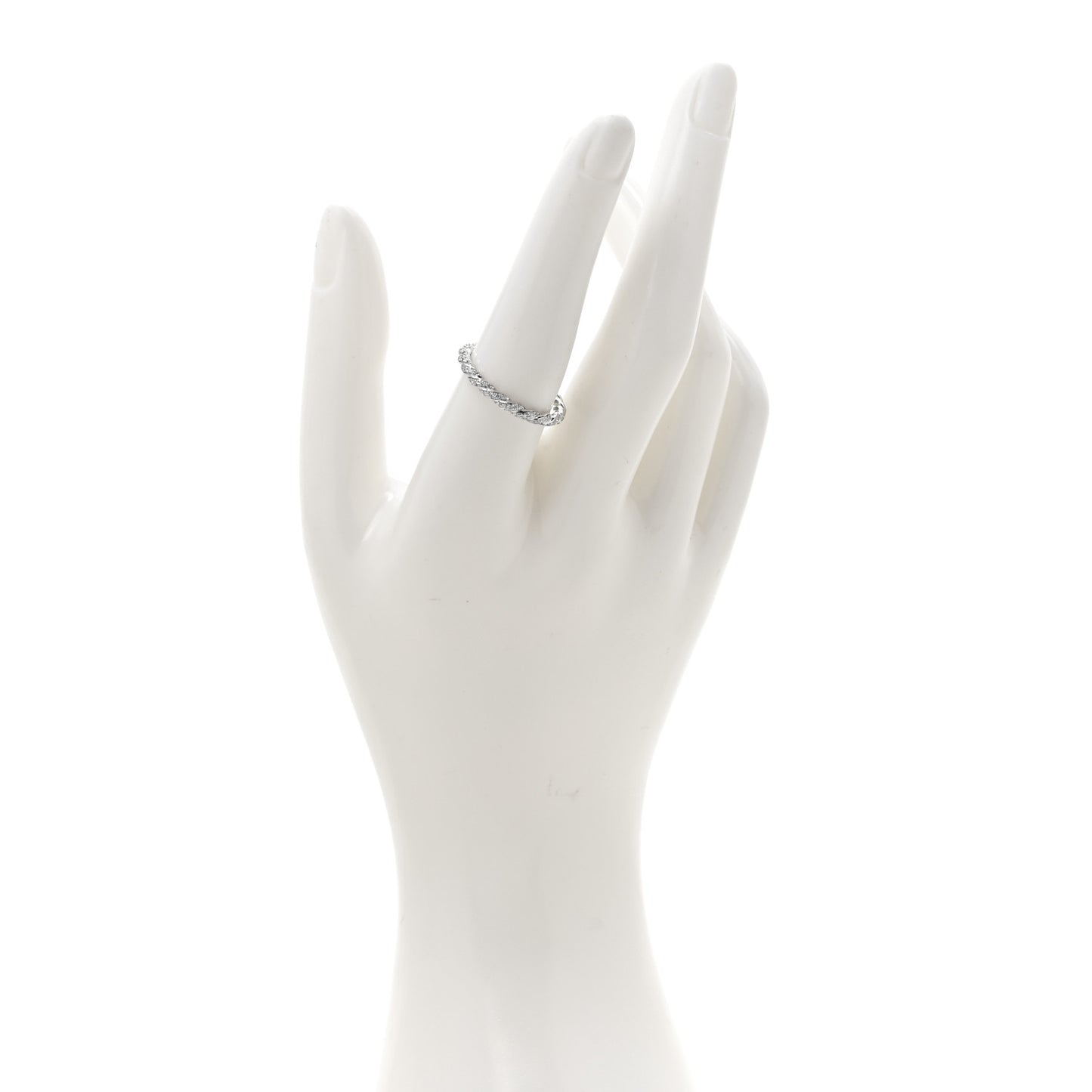 18K White Gold Diamond Pave Petite Band Ring 57 8