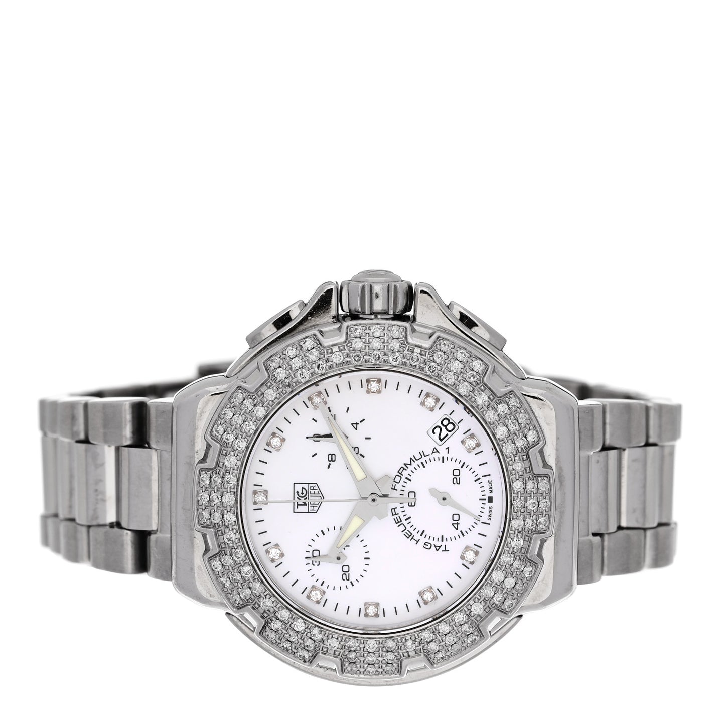 Stainless Steel Diamond Bezel Mother of Pearl 36mm Formula 1 Lady Quartz Watch CAC1310