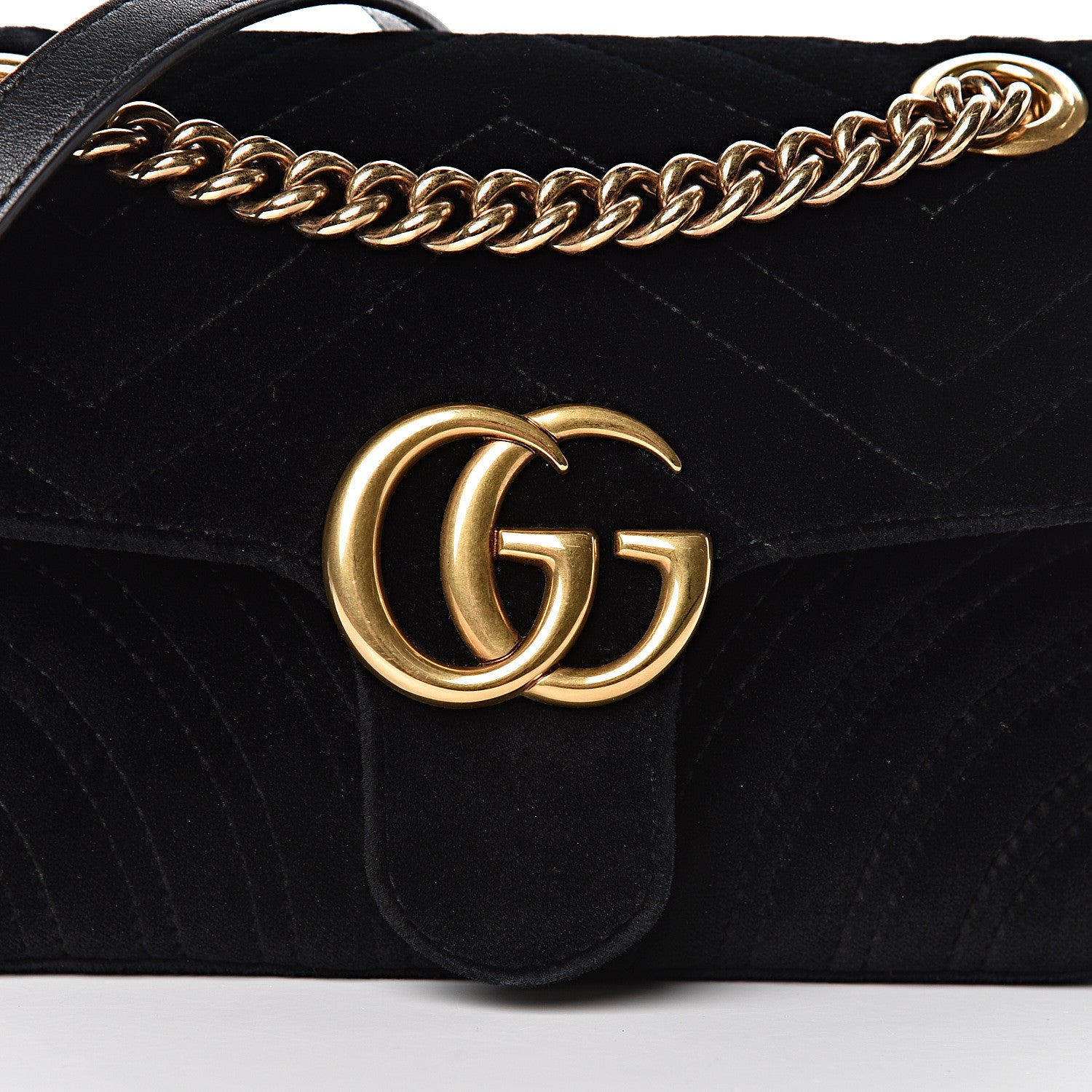 Gucci Velvet Matelasse Mini GG Marmont Shoulder Bag Black 10 of 11