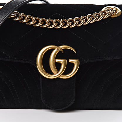 Gucci Velvet Matelasse Mini GG Marmont Shoulder Bag Black 10 of 11