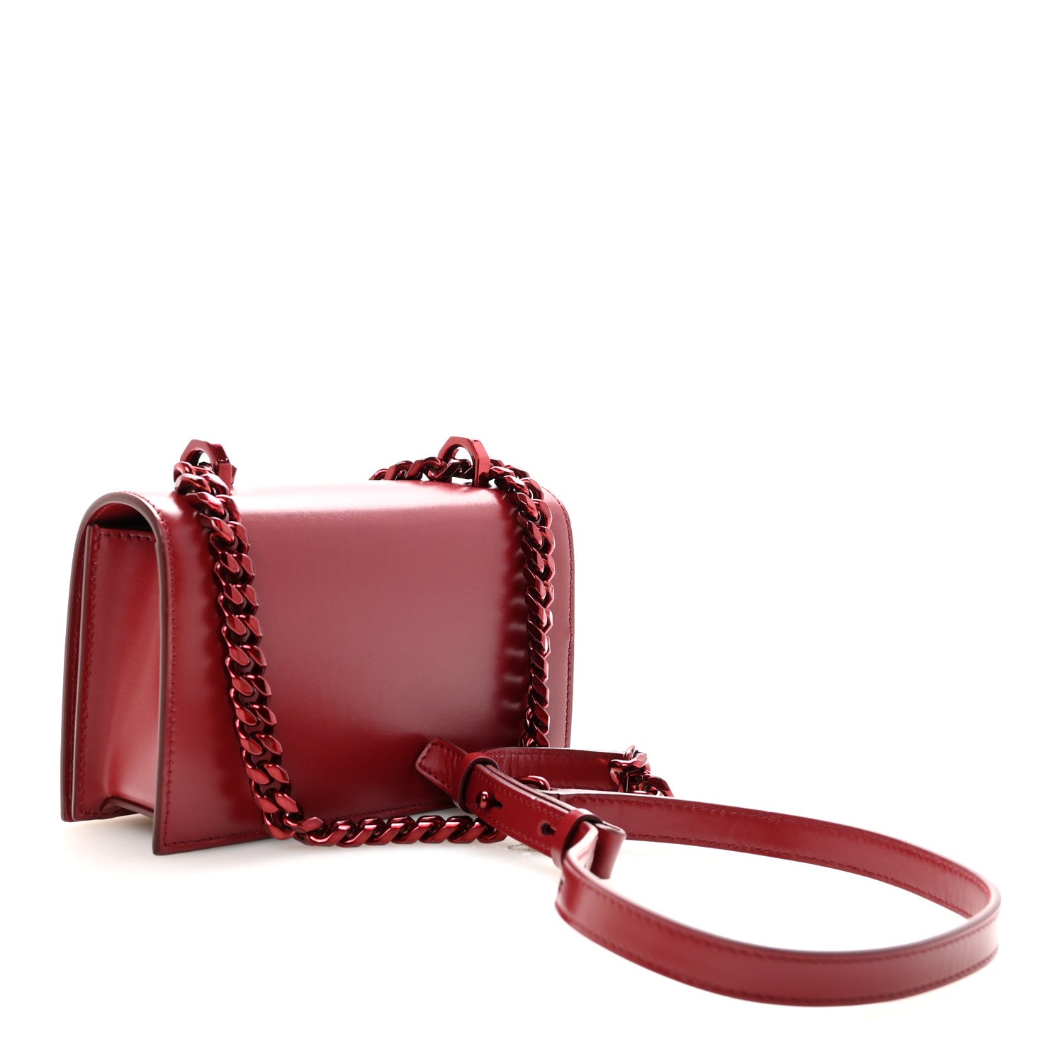 Alexander McQueen Calfskin Mini Jeweled Knuckle Satchel Red 3 of 9