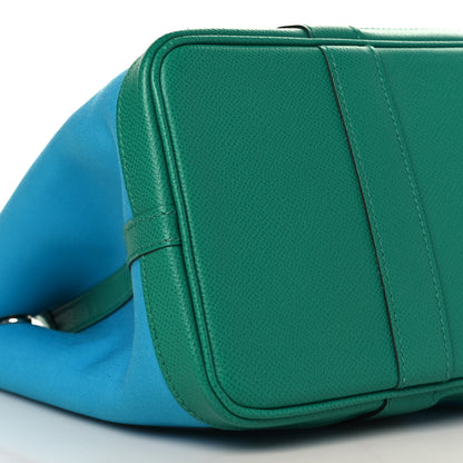 Hermes Toile Epsom Verso Garden Party 30 TPM Bleu Azteque Menthe Jade 9 of 10