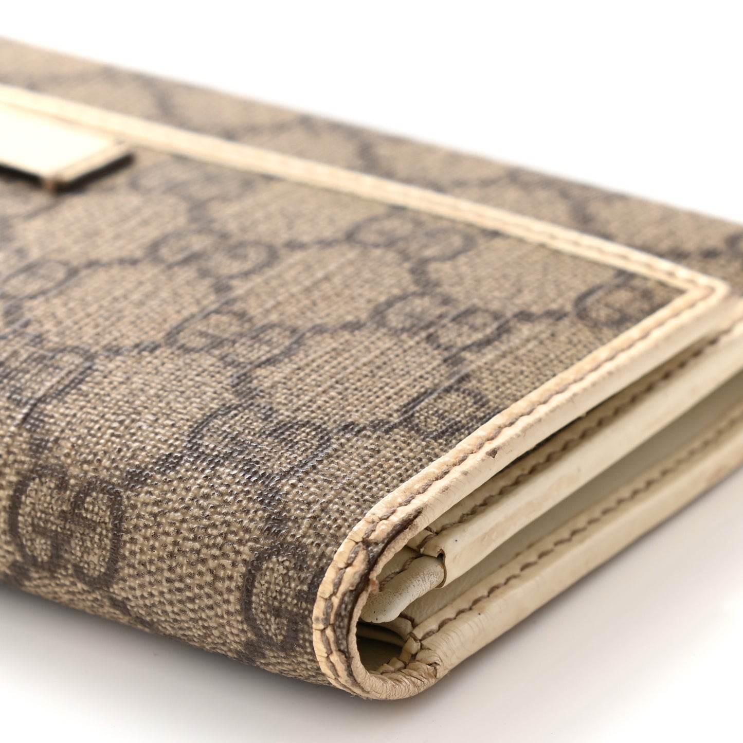 GG Plus Monogram Joy Continental Flap Wallet Beige Ebony Gesso
