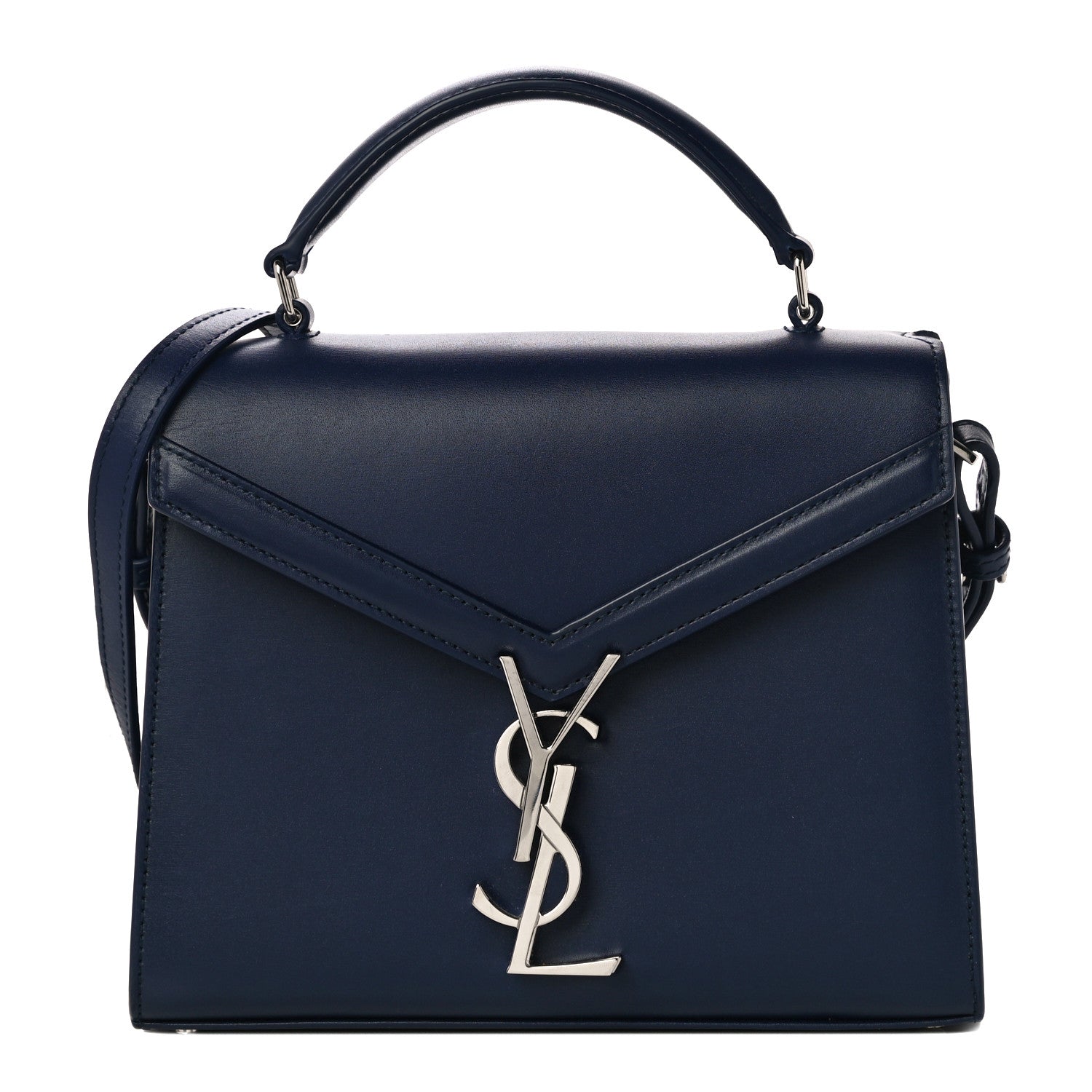 Saint Laurent Calfskin Monogram Mini Cassandra Top Handle Bag Blue 1 of 9