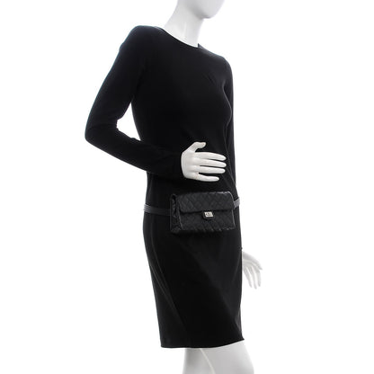 Chanel Grained Calfskin Quilted 2.55 Reissue Flap Belt Bag Clutch Black 2 of 7