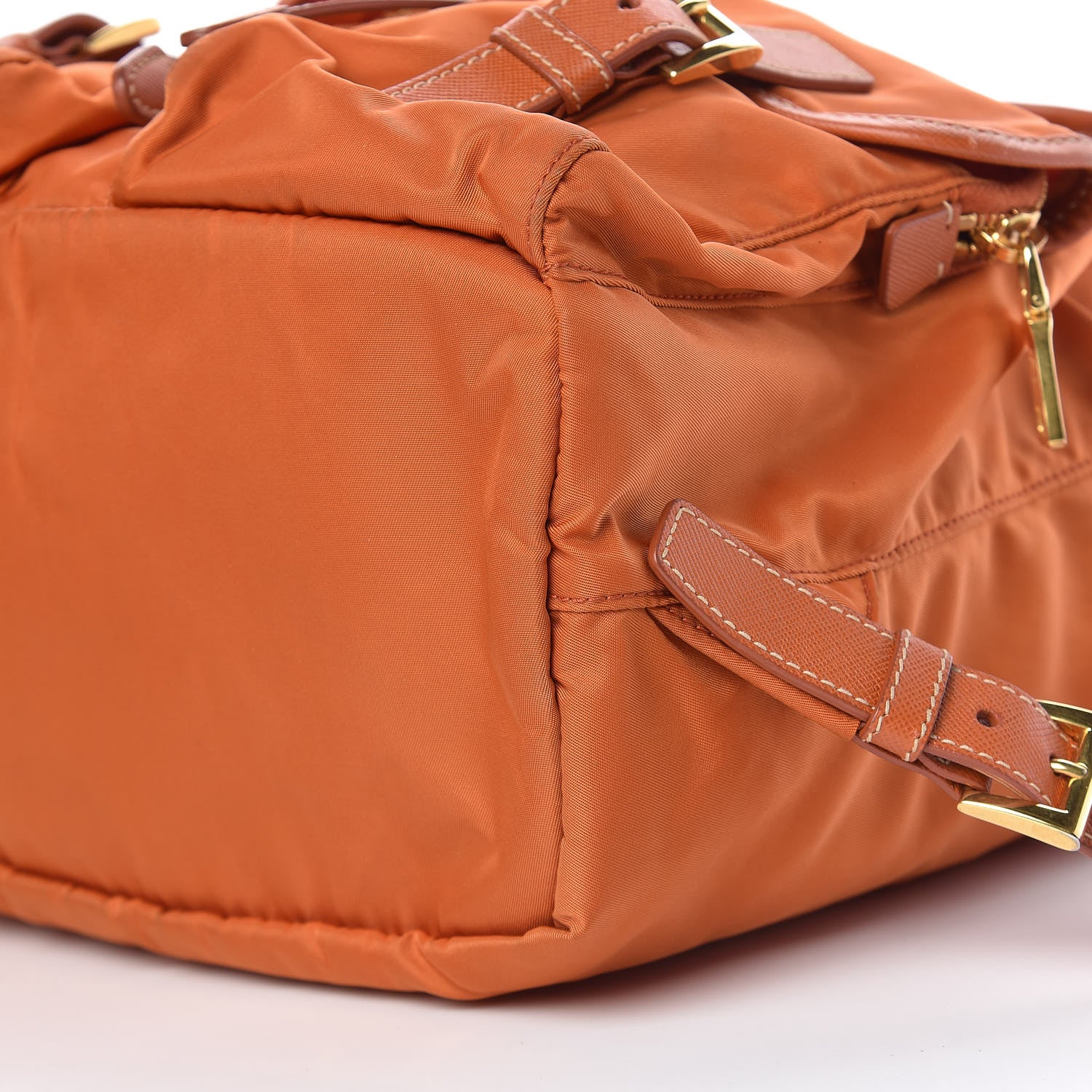 Prada Tessuto Nylon Saffiano Vela Backpack Papaya 13 of 16