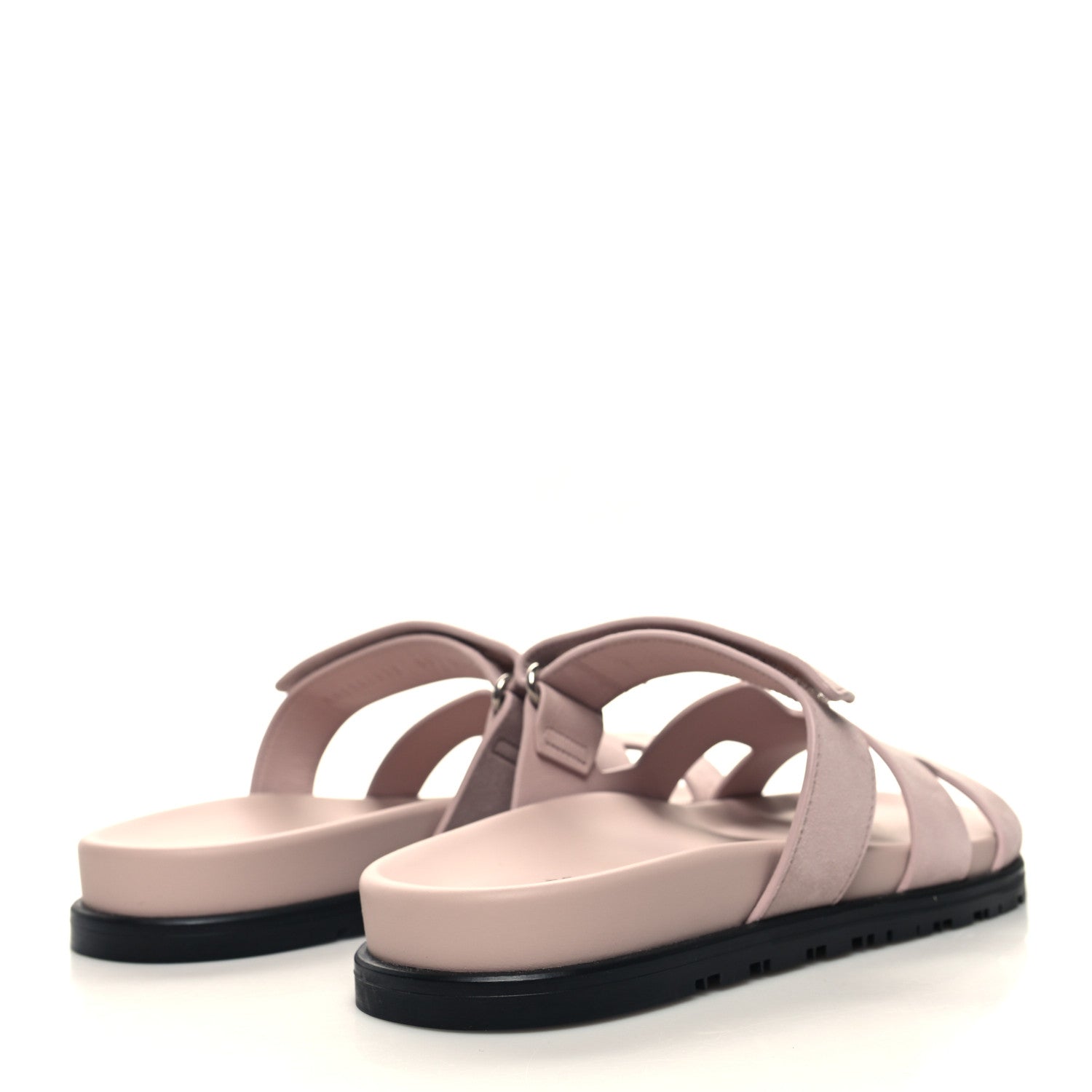 Hermes Suede Goatskin Womens Chypre Sandals 39 Rose Porcelaine 4 of 9