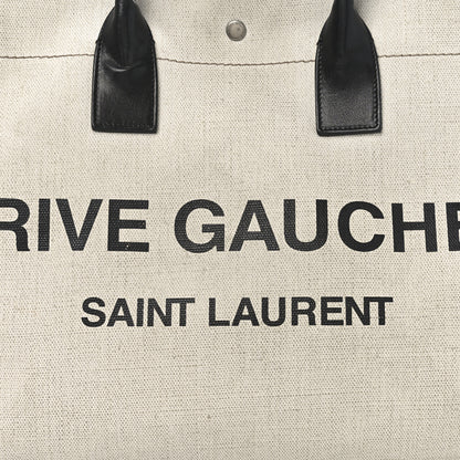 Saint Laurent Linen Calfskin Rive Gauche Tote Greggio Natural 8 of 11