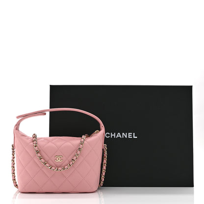 Chanel Caviar Quilted Hobo Clutch With Chain Pink 10 of 10