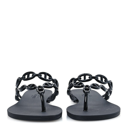Hermes Rubber Chaine d'Ancre Island Sandals 38 Black 3 of 10