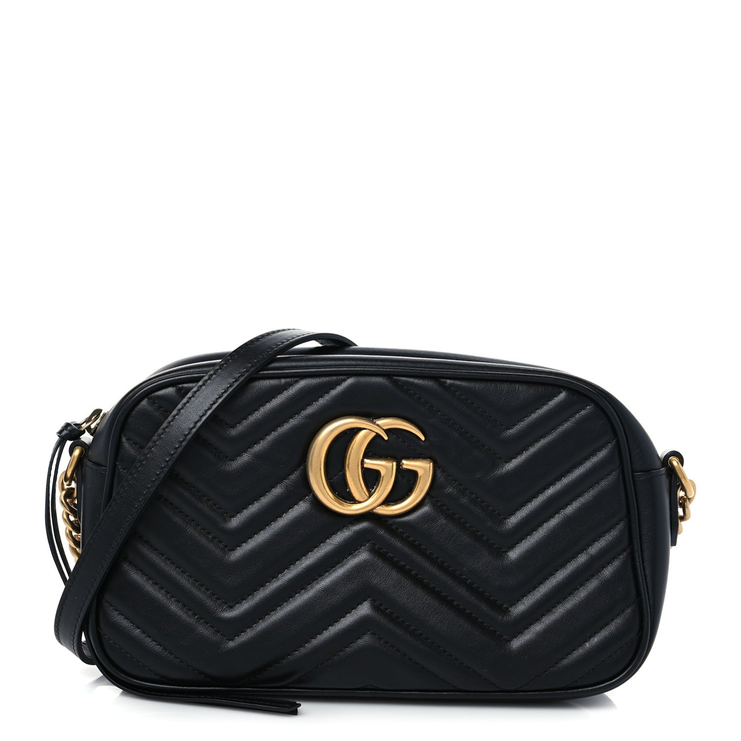 Calfskin Matelasse Small GG Marmont Chain Shoulder Bag Black