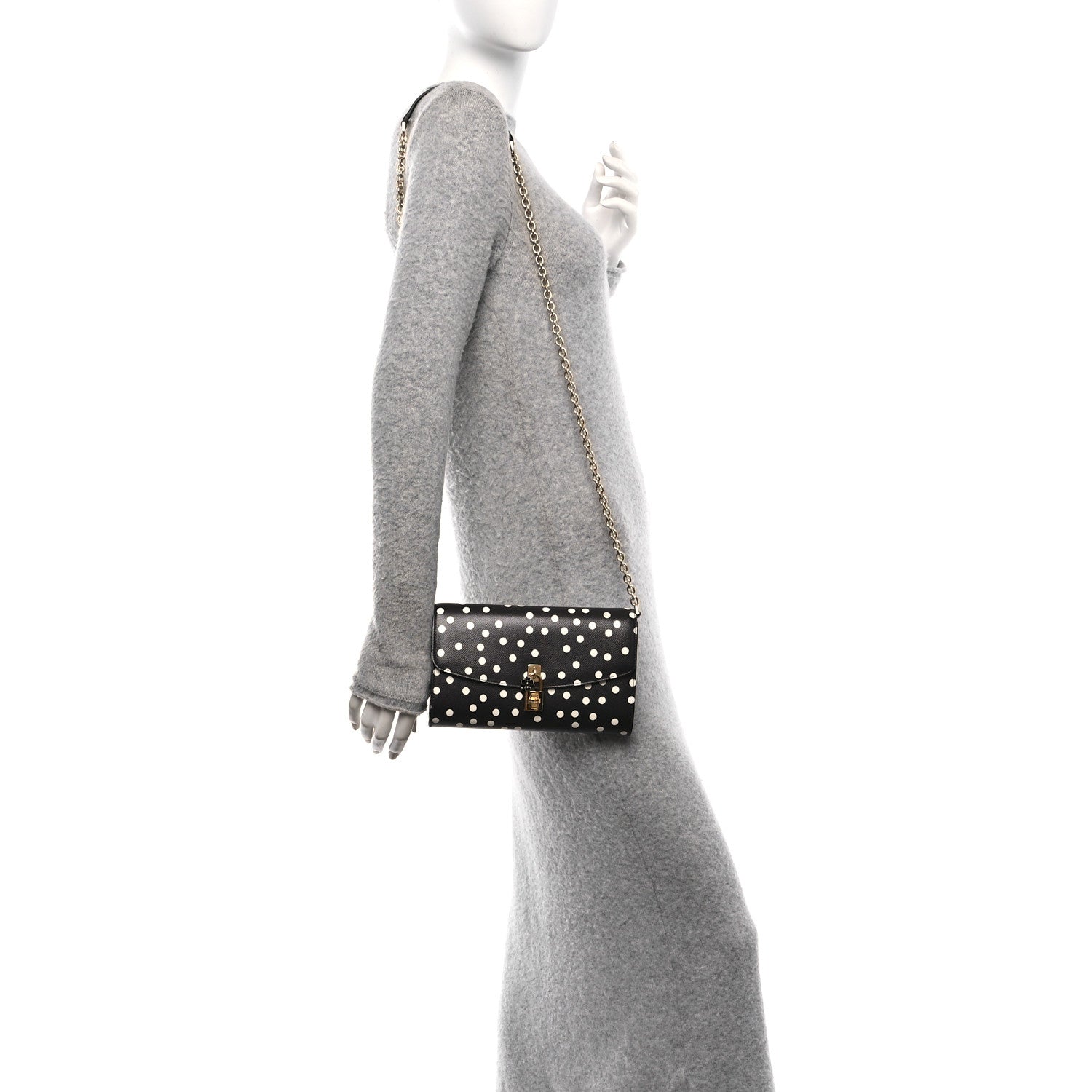 Dolce & Gabbana Dauphine Polka Dot Print Shoulder Bag Black 2 of 10