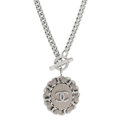 Chanel Lambskin CC Chain Pendant Necklace Silver 1 of 4