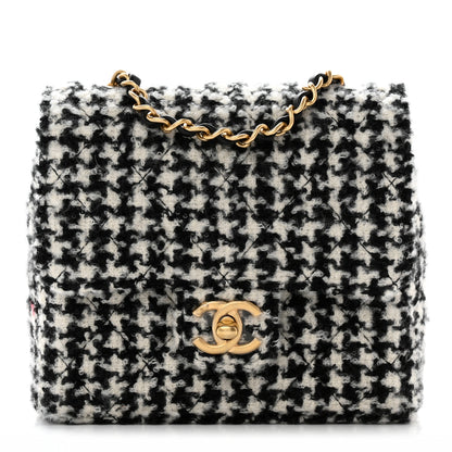 Chanel Tweed Houndstooth Quilted Mini Square Flap White Black 1 of 12