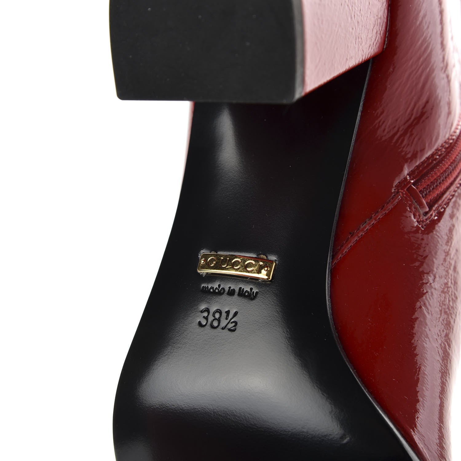 Gucci Patent Calfskin Stretch Boots 38.5 Hibiscus Red 8 of 10
