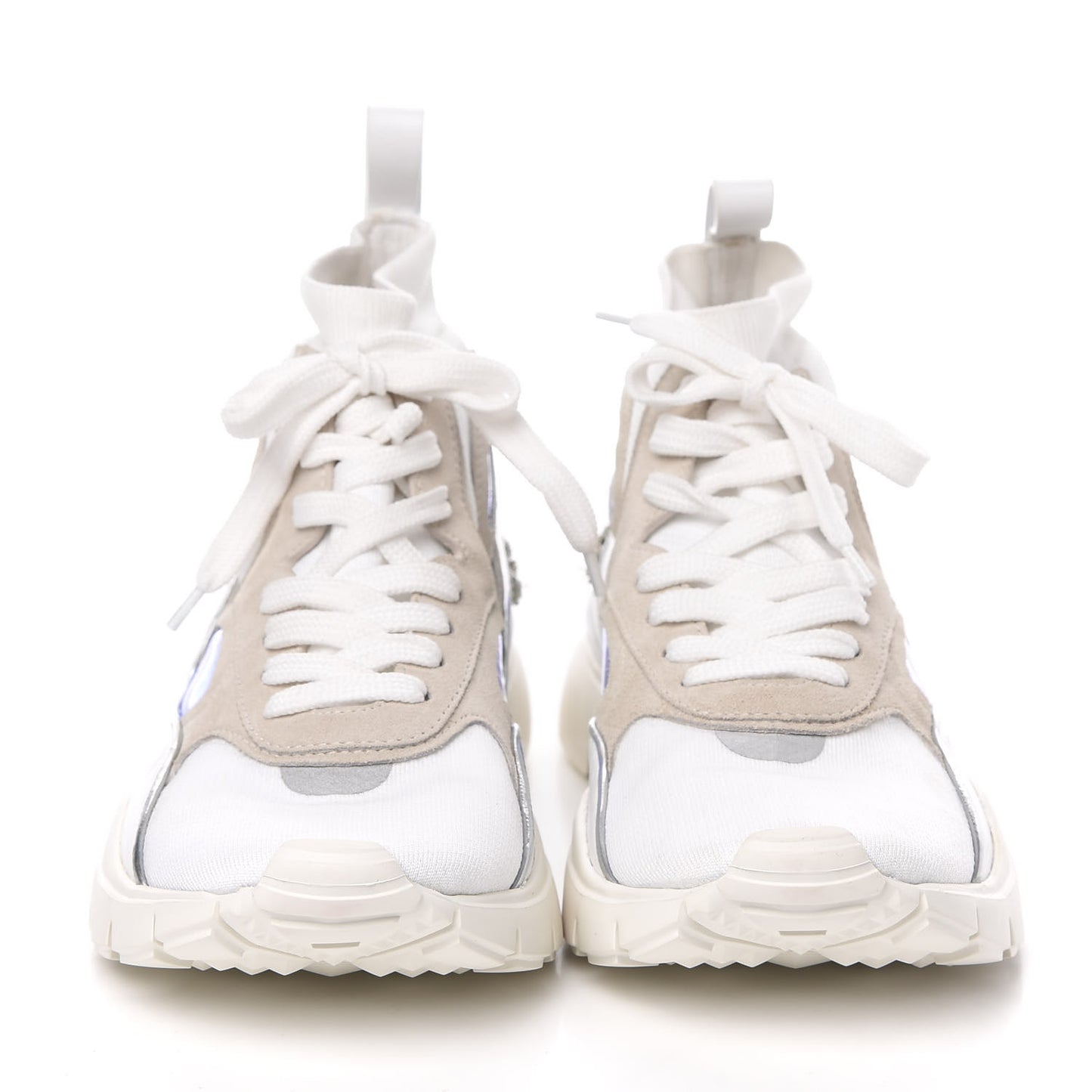 Mix Media Crystal High Top Chunky Sneakers 38.5 White