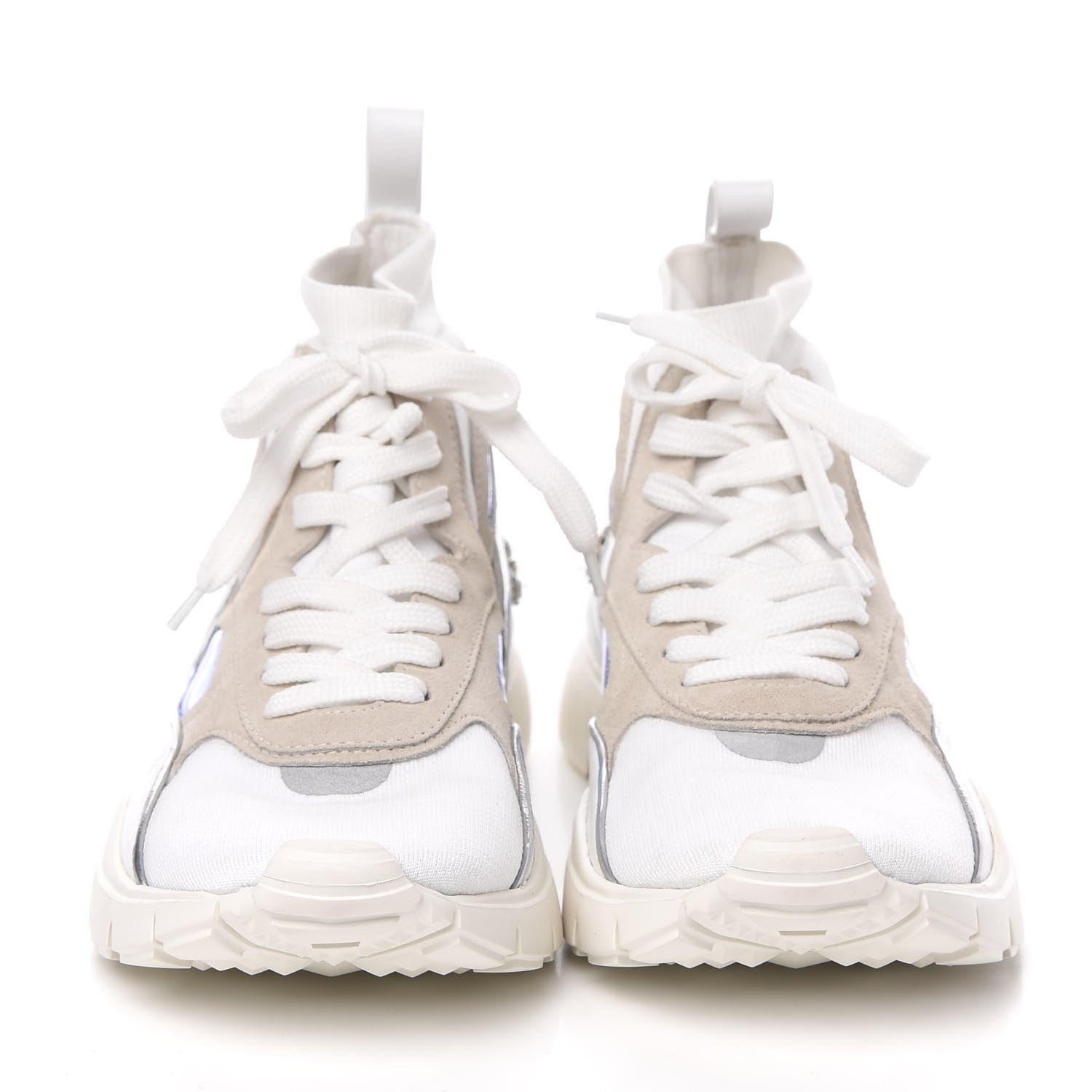 Valentino Garavani Mix Media Crystal High Top Chunky Sneakers 38.5 White 2 of 9