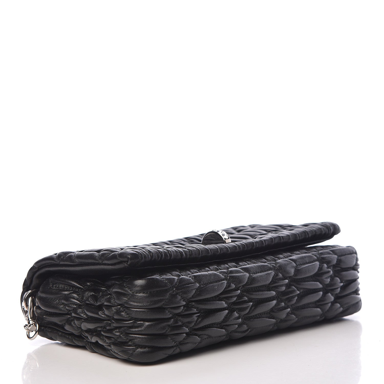 Miu Miu Nappa Matelasse Crystal Pearl Flap Clutch Black 4 of 10