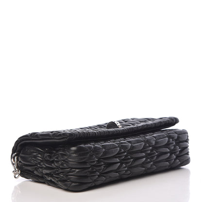 Miu Miu Nappa Matelasse Crystal Pearl Flap Clutch Black 4 of 10