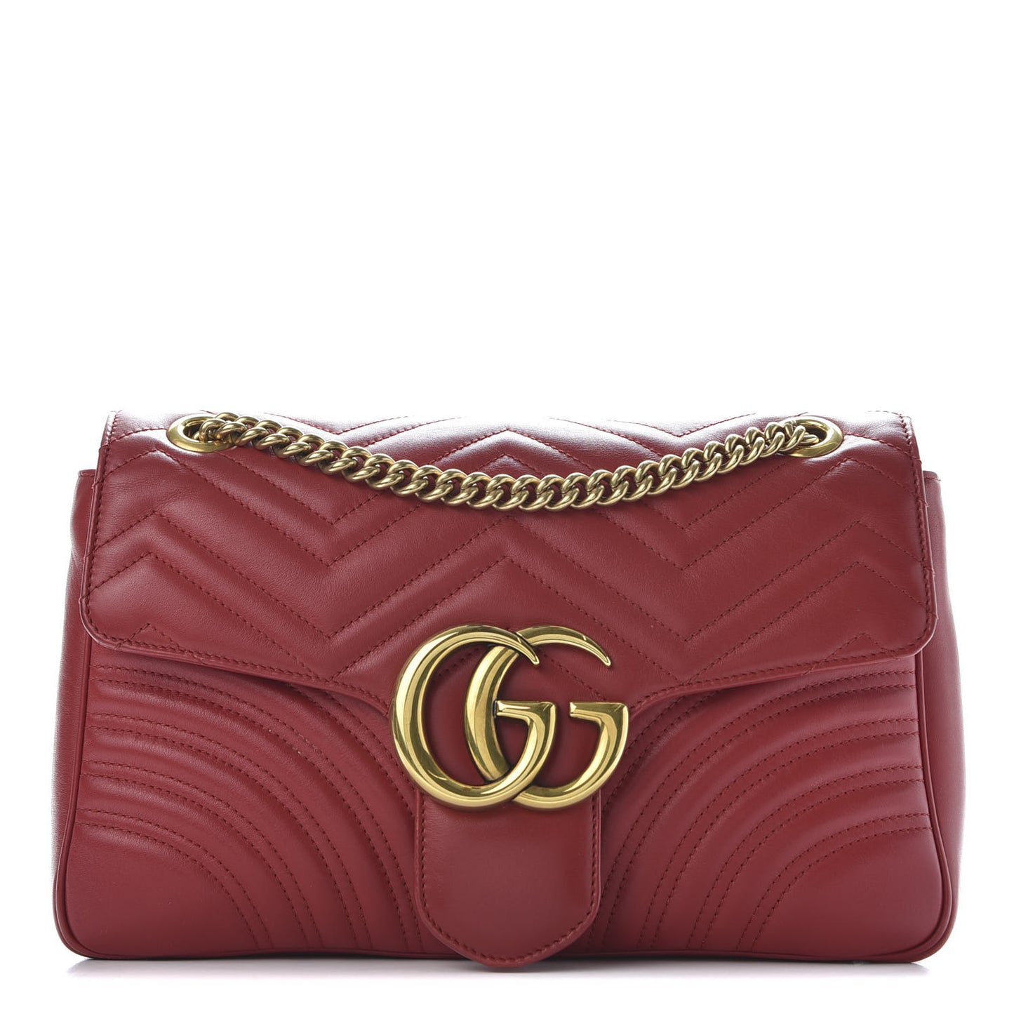 Calfskin Matelasse Medium GG Marmont Shoulder Bag Hibiscus Red