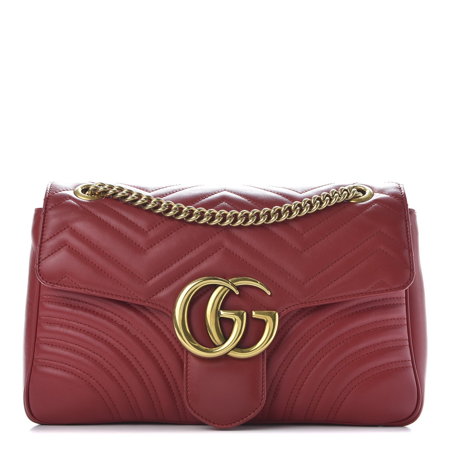 Gucci Calfskin Matelasse Medium GG Marmont Shoulder Bag Hibiscus Red 1 of 9