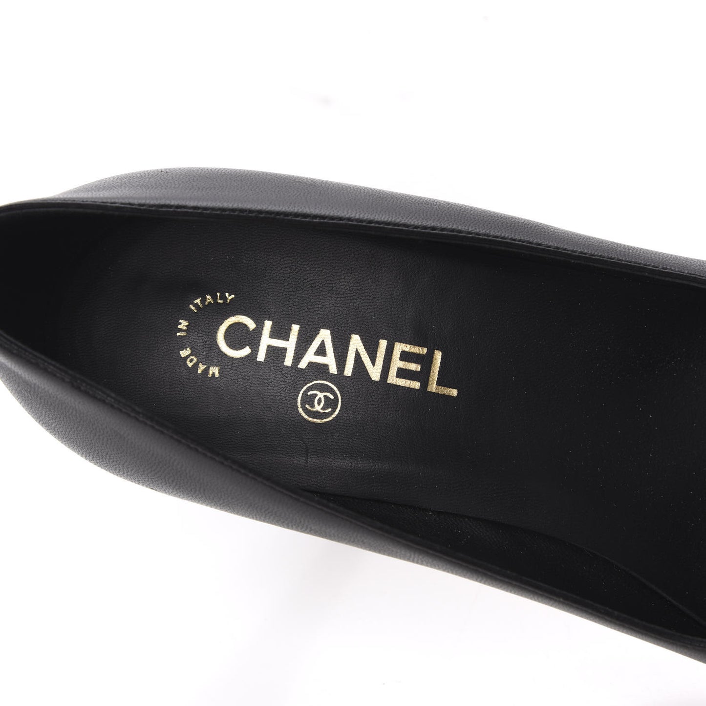 Lambskin Calfskin Patent Cap Toe CC Pumps 41 Black