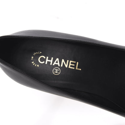 Chanel Lambskin Calfskin Patent Cap Toe CC Pumps 41 Black 7 of 9