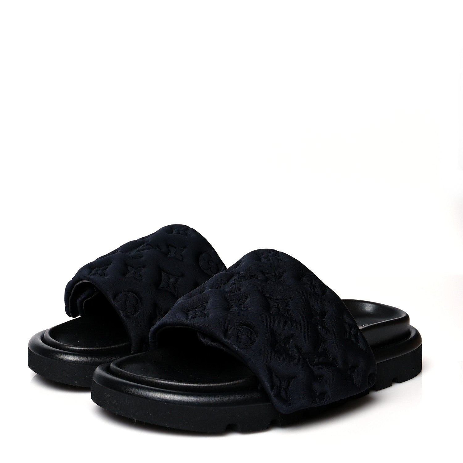 Louis Vuitton Technical Fabric Embossed Monogram Pool Pillow Comfort Mules 38 Black 3 of 9