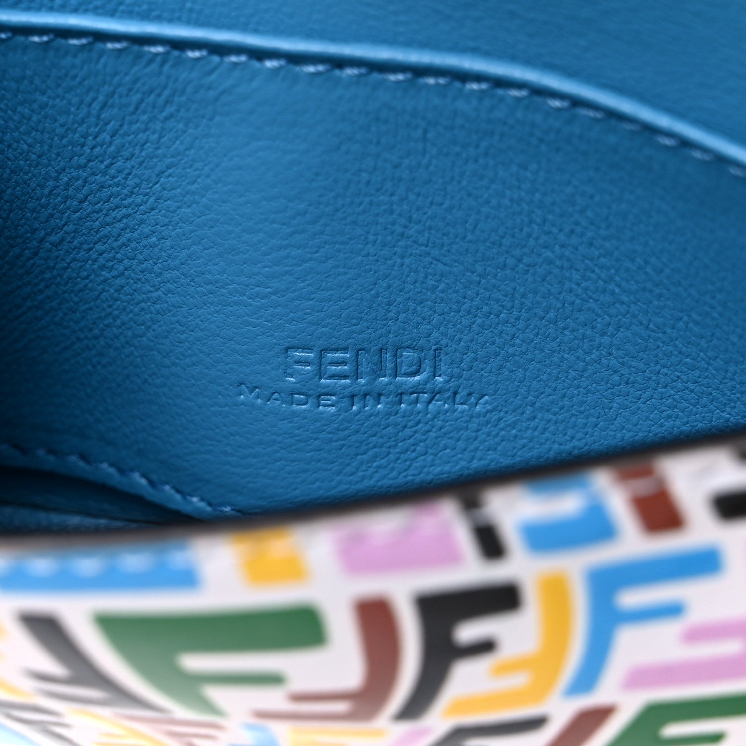 Fendi X SARAH COLEMAN Vitello Liberty Ceylon Micro FF Fish Eye Embossed Nano Baguette Charm Multicolor Cyber Blue 6 of 13
